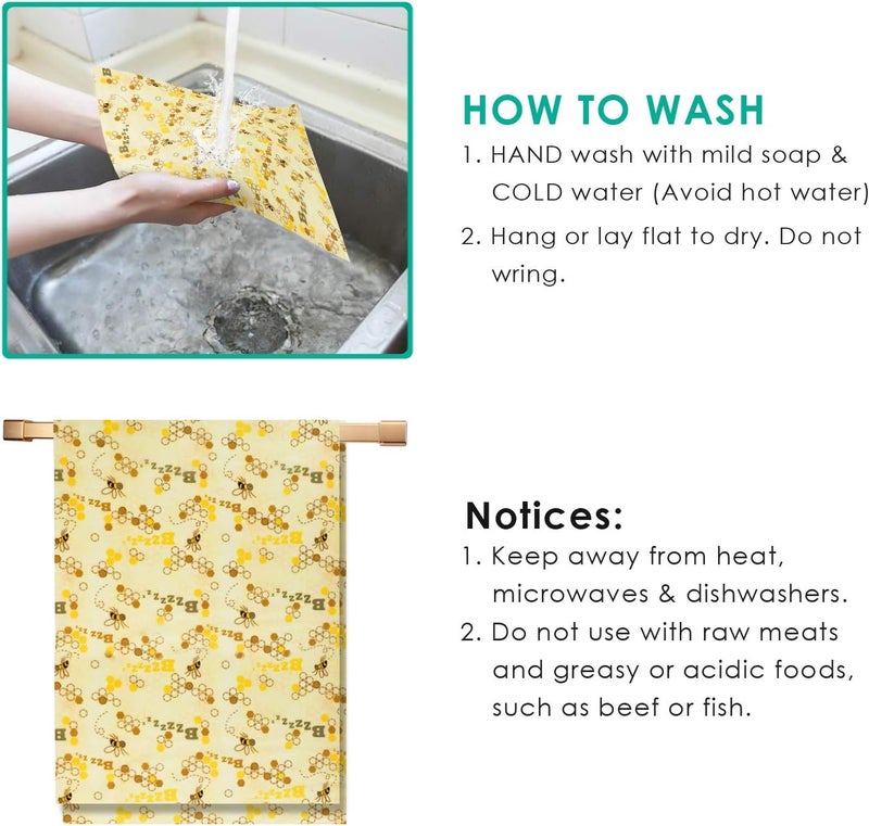 ERKOON Reusable Beeswax Wraps 13 x 39 Inch Beeswax Wraps for Food Eco-Friendly Sustainable Food Storage Wraps for Sandwich, Cheese, Fruit, Bread, Snacks - Image 4